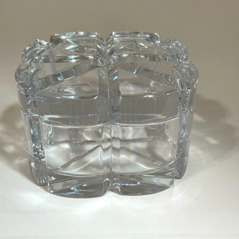 Vintage Mikasa Heavy Crystal Trinket Box Cut Glass Dish 4”